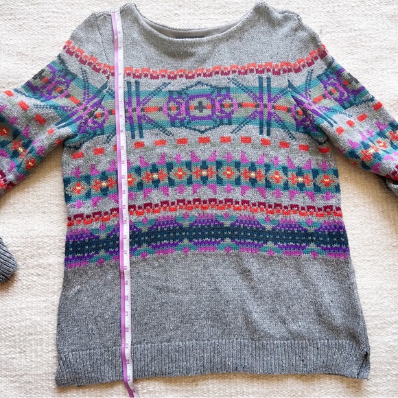 CHAPS Denim | Multi-Color Fair Isle Nordic Ski Sweater | Size Petite L - Picture 8 of 10